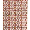 Burgundy Red and White Diamond Pattern Handmade Hemp & Wool Rug | 5.9x8.5 ft