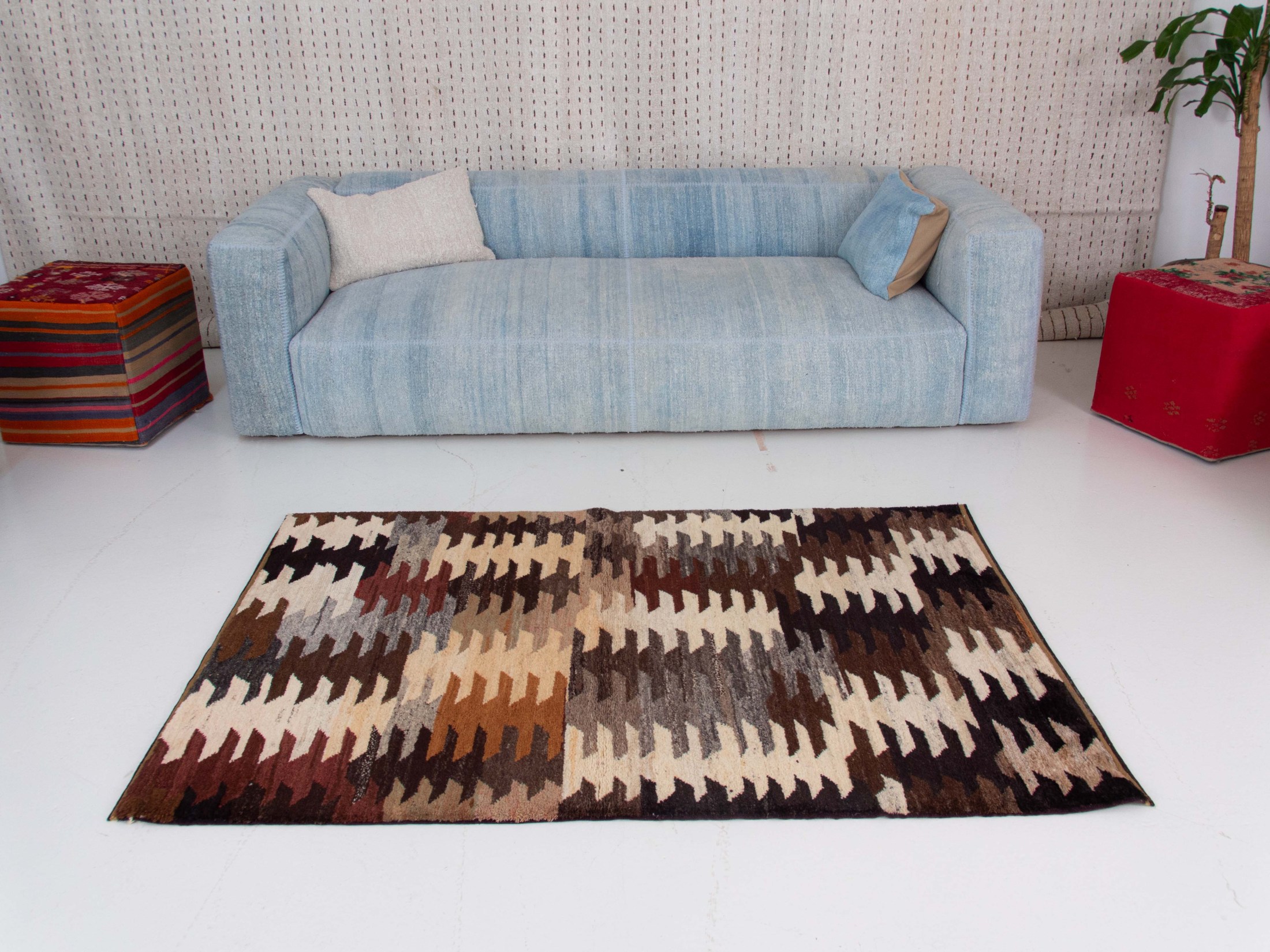 handmade Turkish rug upcycled wool