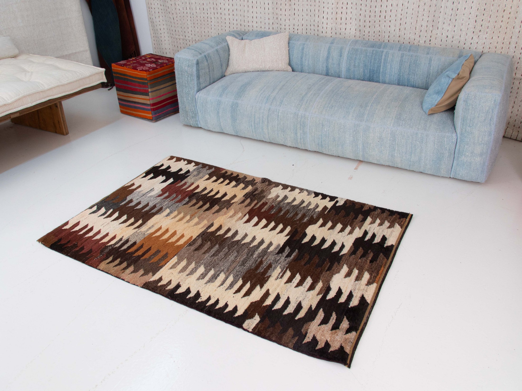 handmade Turkish rug upcycled wool