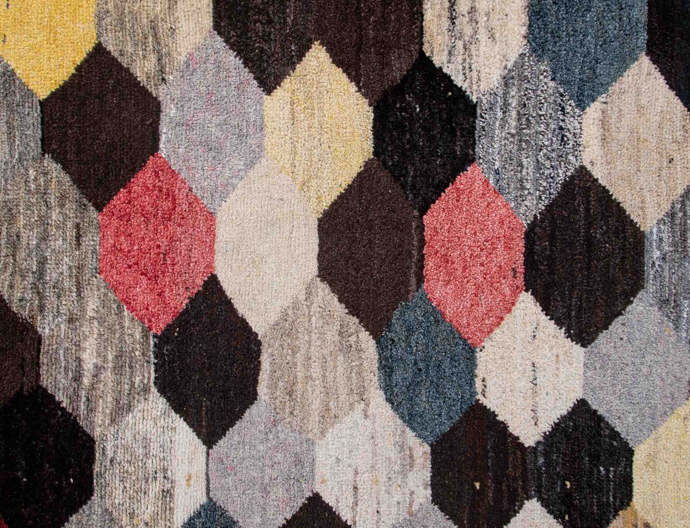 Handmade Turkish Rug - Colorful Trellis Design | 180x250 cm - 6x8 ft | HL041012 6 handmade turkish rug upcycled wool