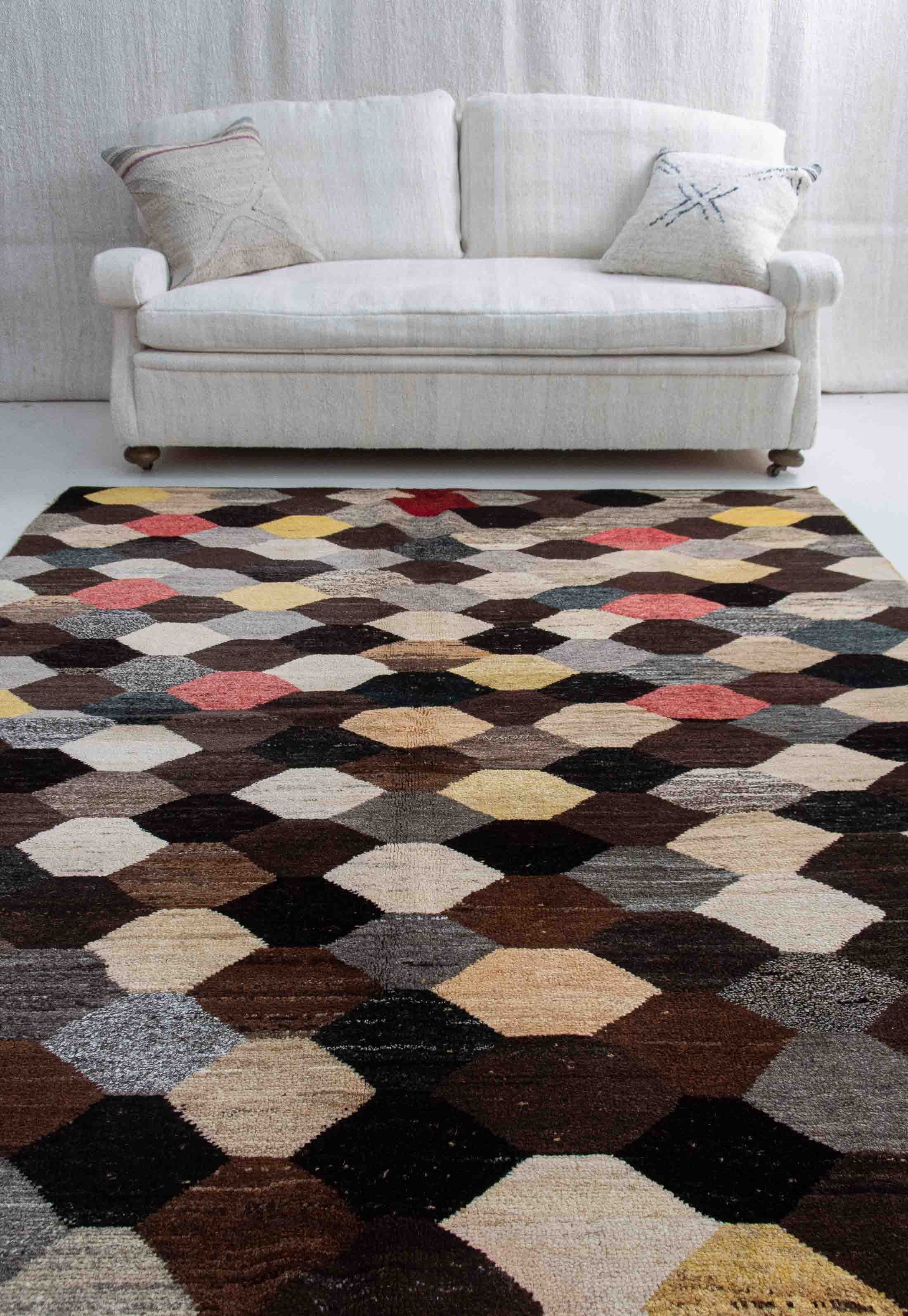 Handmade Turkish Rug - Colorful Trellis Design | 180x250 cm - 6x8 ft | HL041012 8 handmade turkish rug upcycled wool