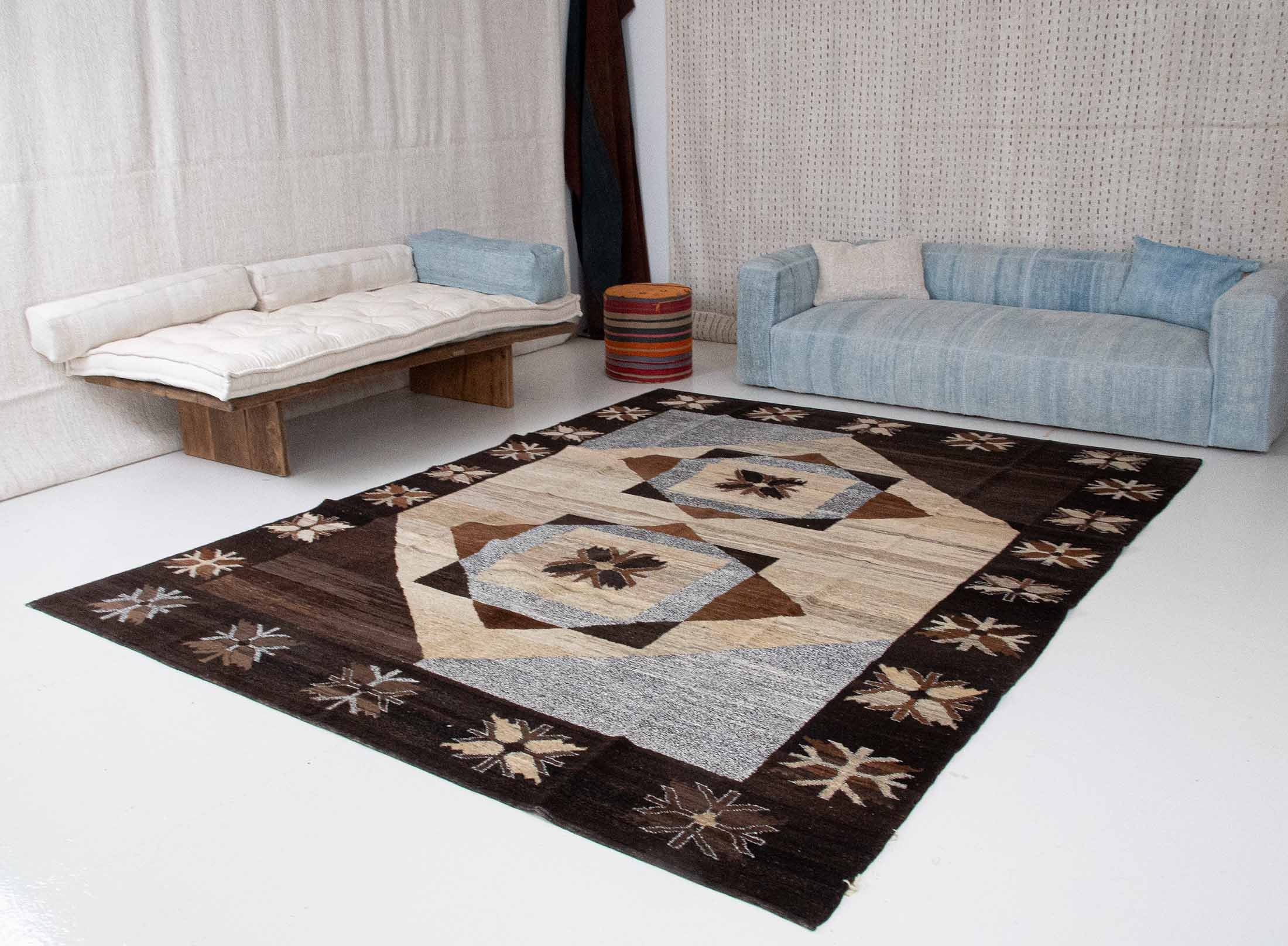 Handmade Turkish rug upcycled wool - Knotisse Design - Brown Geometric | 255x335 cm - 8x11 ft | HL055513 5 handmade Turkish rug upcycled wool