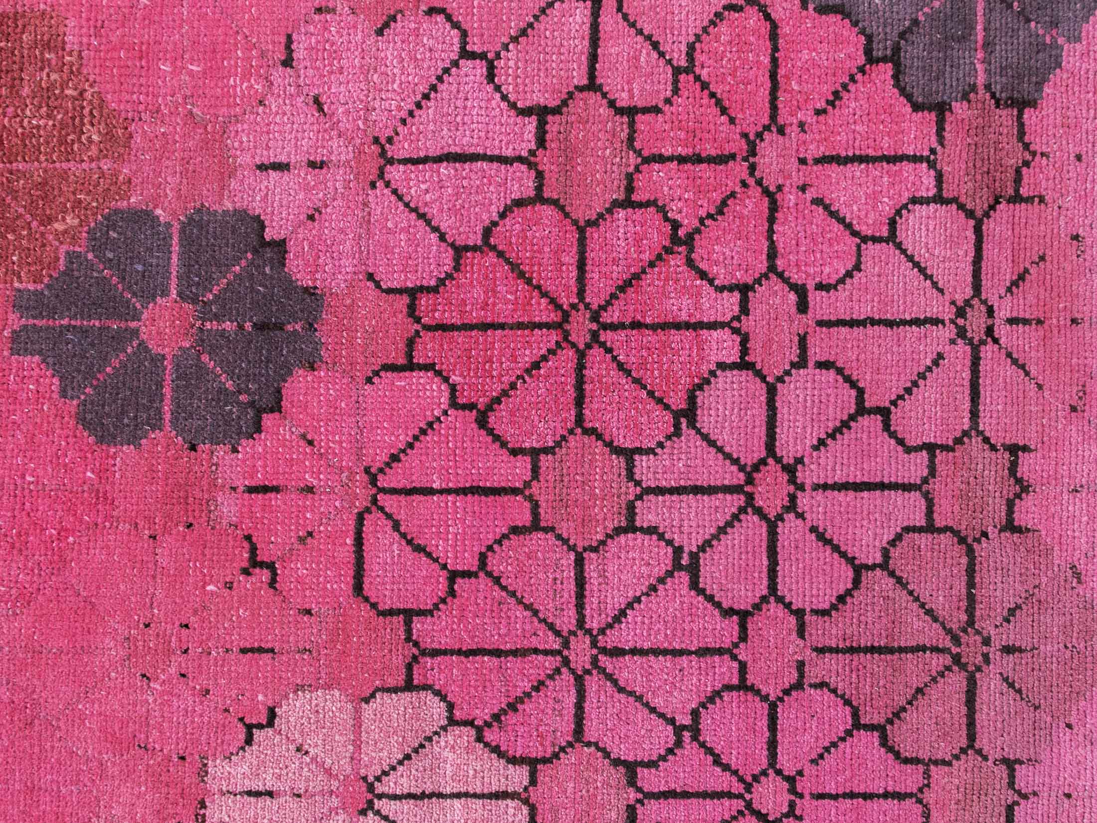 Pink Designer Rug with Floral Pattern | 9.84x12.8 ft | 300x392 cm | HL056413 5 hand-woven pink dyed wool carpet