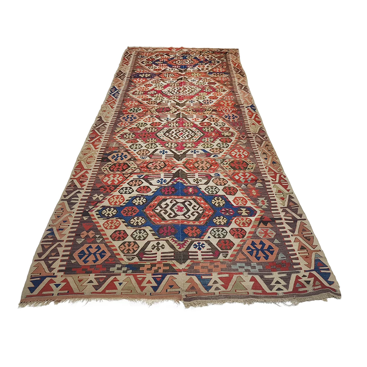 Antique Turkish Handmade Kilim Runner Rug - Flatweave - Multi Color- 150x378 cm - 4.92x12.40 ft - TR020923 5 Antique Turkish Handmade Kilim Runner Rug - Flatweave - Multi Color- 150x378 cm - 4.92x12.40 ft - TR020923 - Image 3