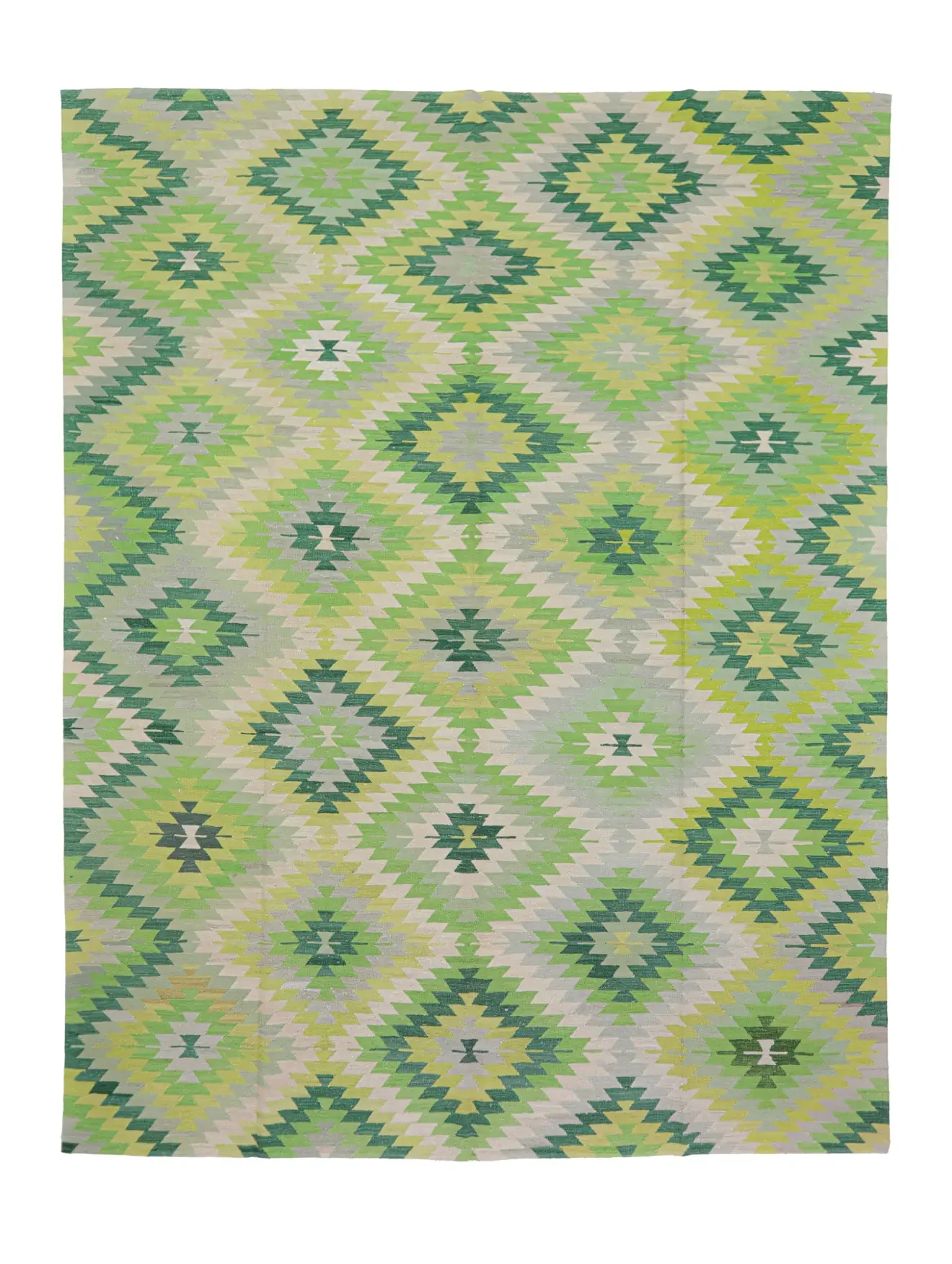 tribal design southwestern style handmade green anatolian turkish kilim rug