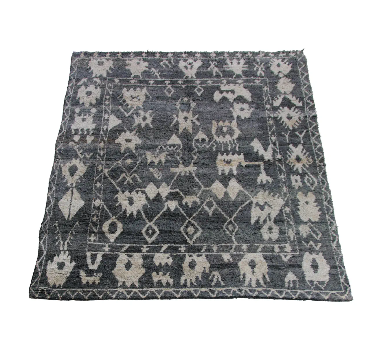 blue large handmade tribal pattern rug