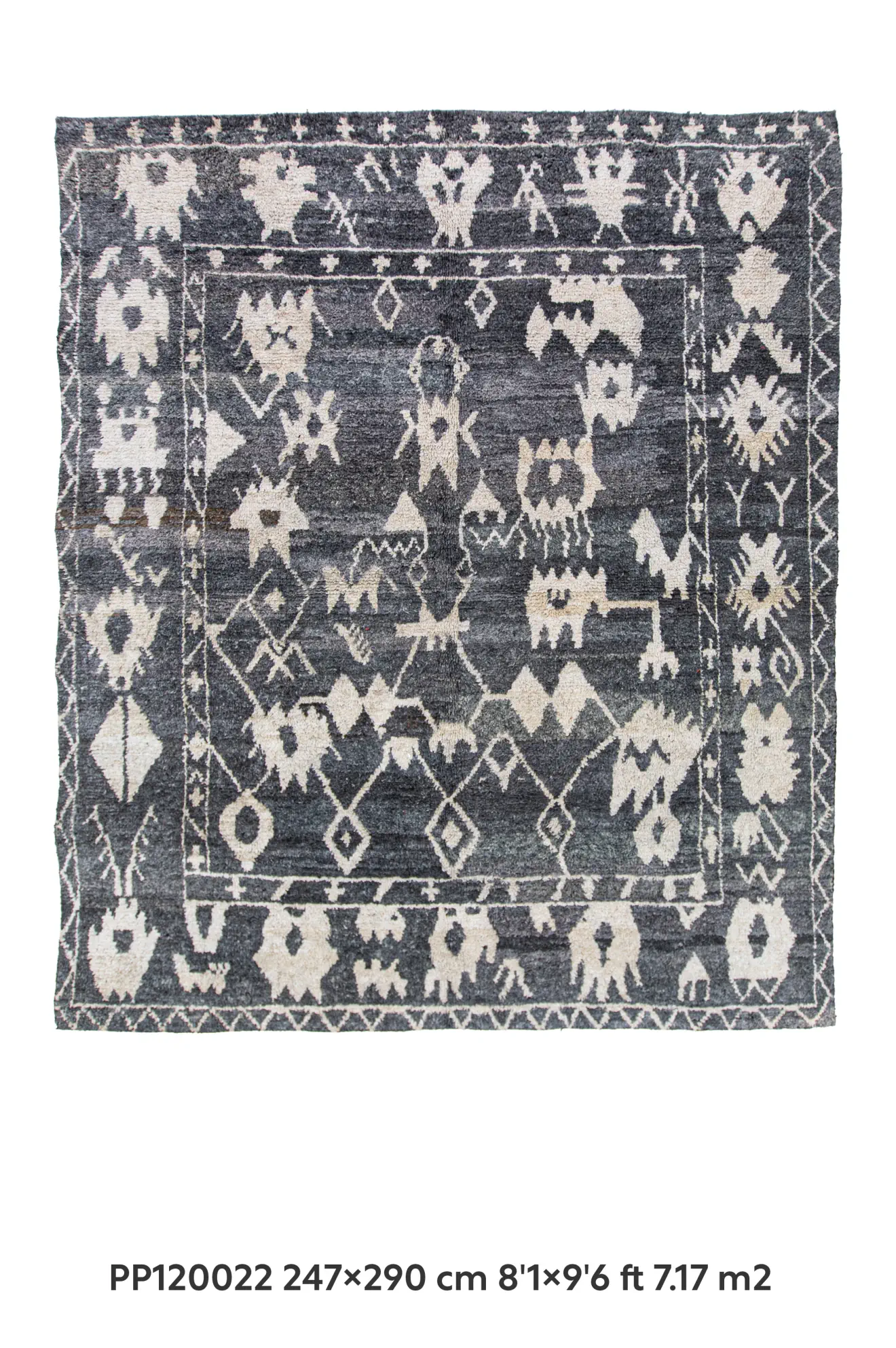 blue large handmade tribal pattern rug