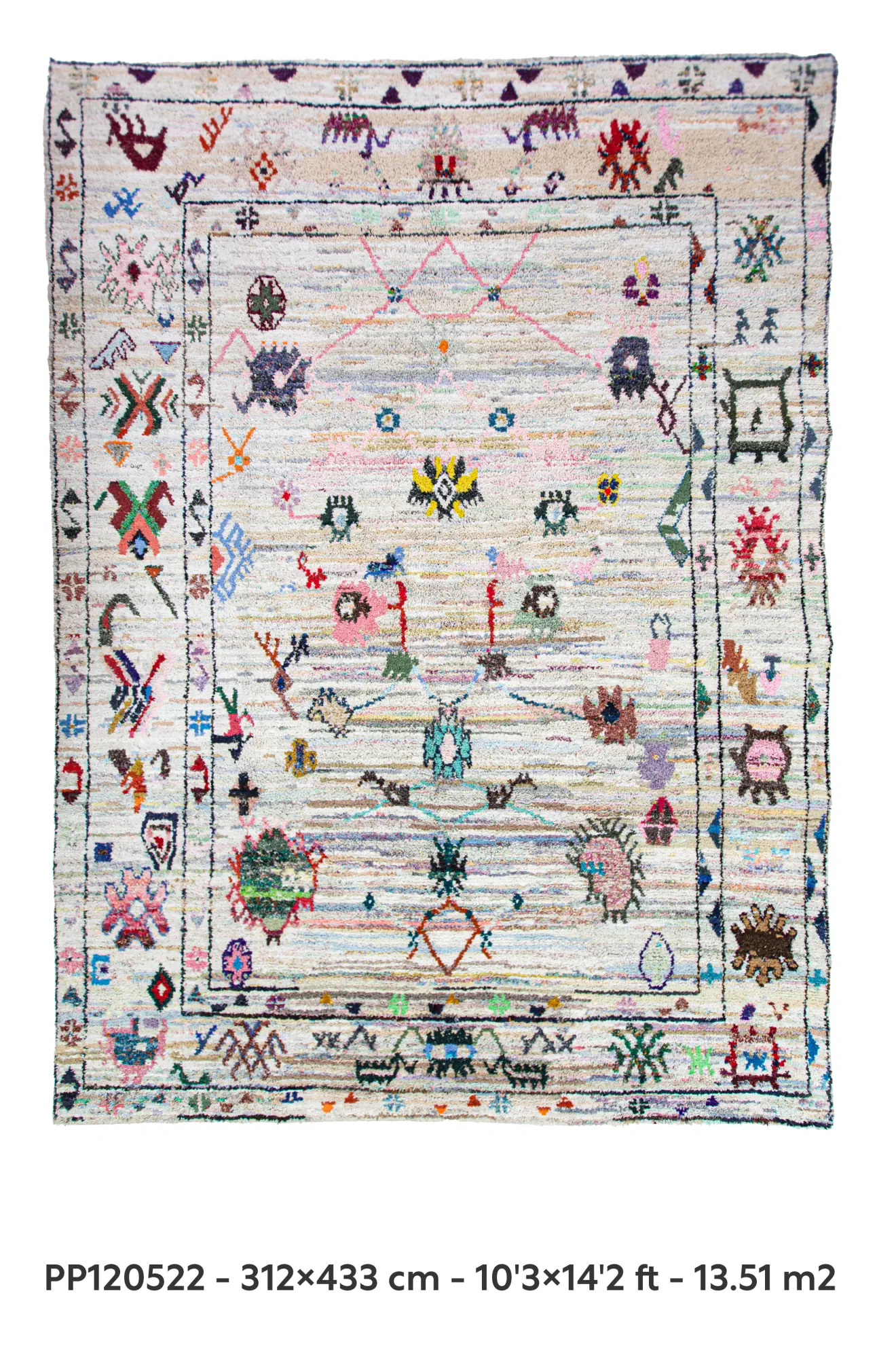 off white tribal pattern colorfull handmade large rug