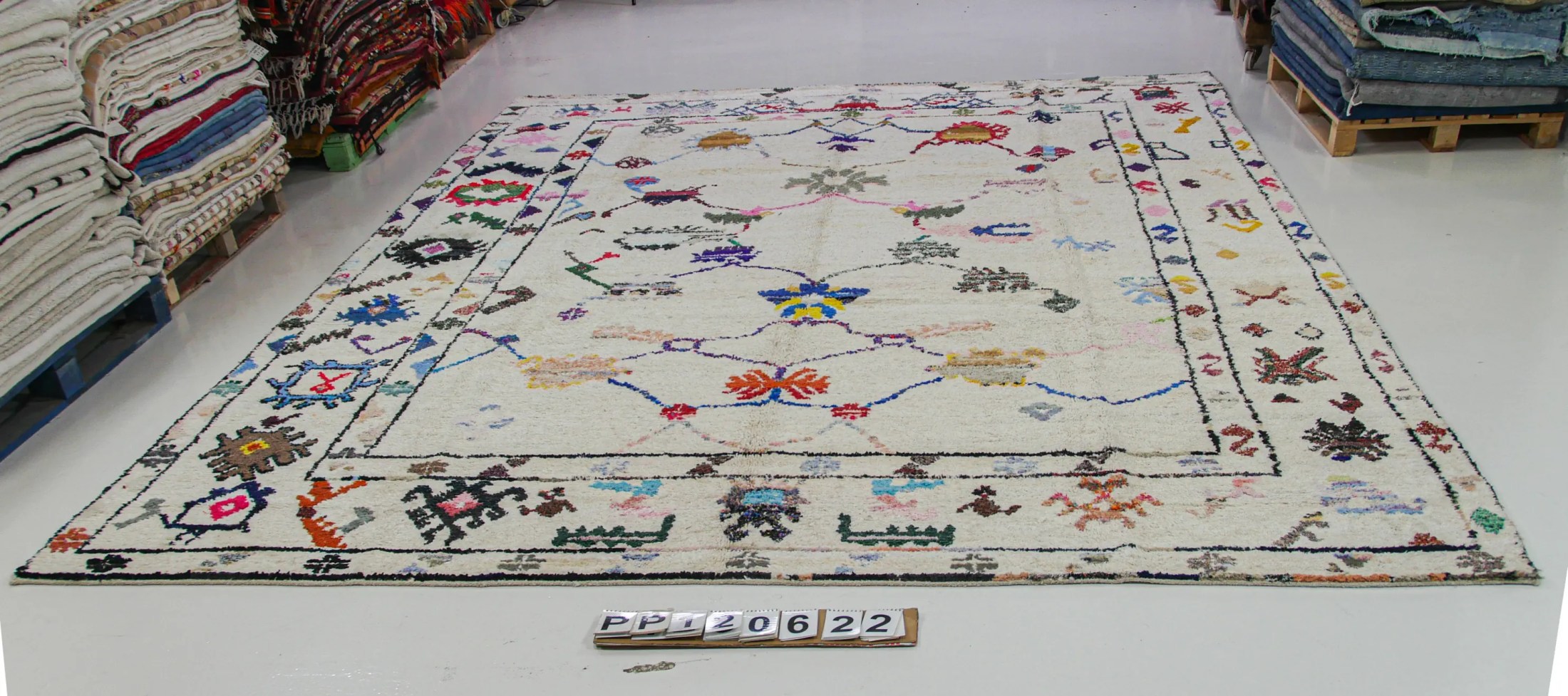 off white tribal pattern colorfull handmade large rug
