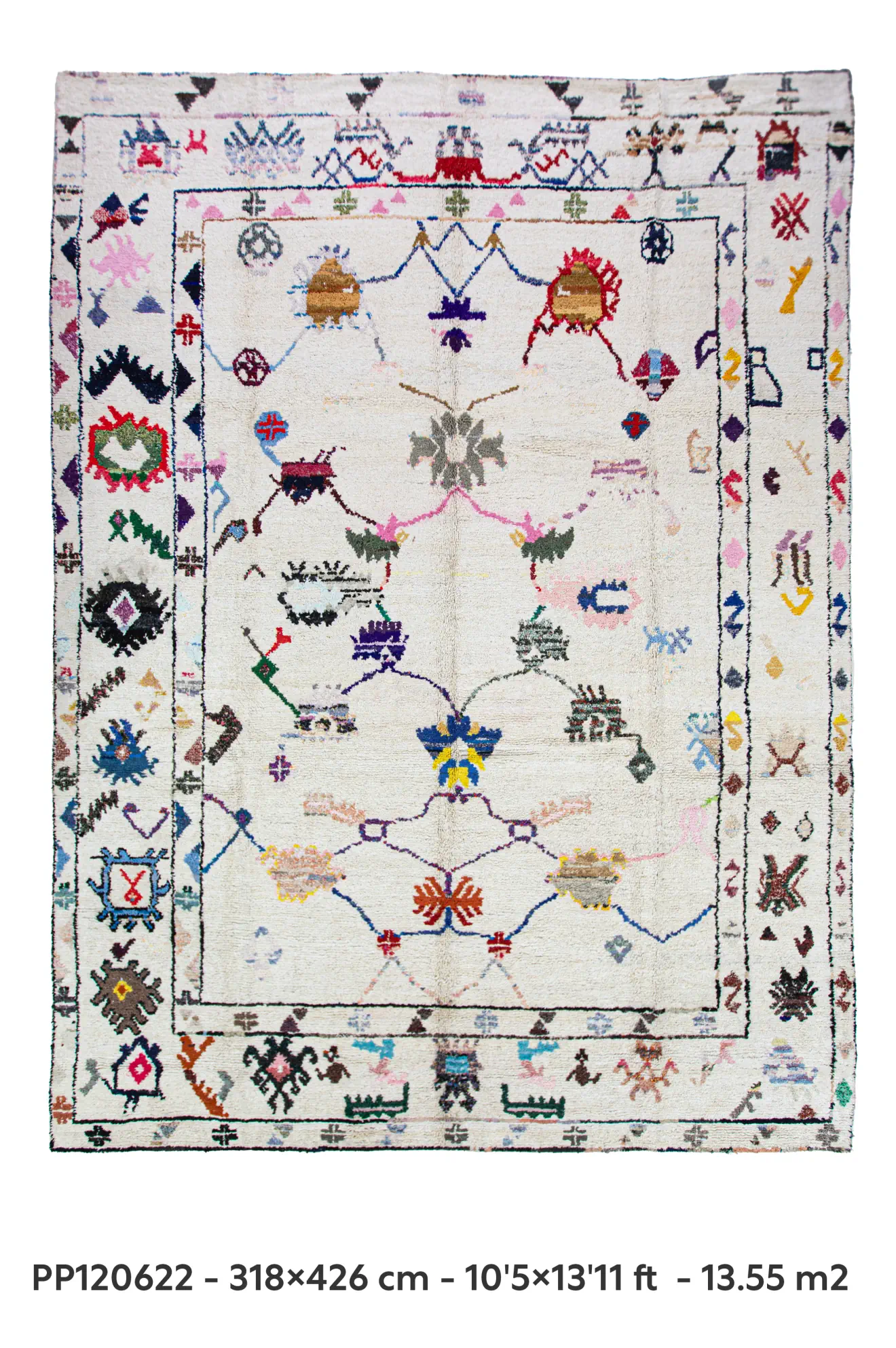 off white tribal pattern colorfull handmade large rug