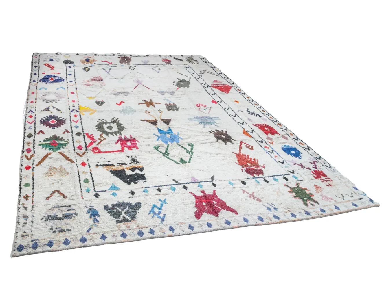 off white tribal pattern colorfull handmade large rug