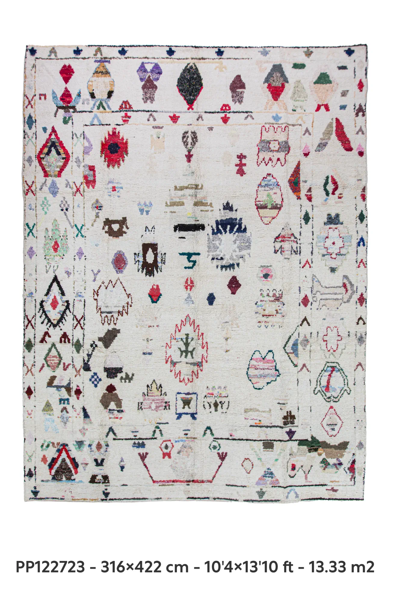 off white tribal pattern colorfull handmade large rug