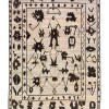 Handmade Large Beige Brown Tribal Hemp Rug Pompoms | 12x15 ft - 300x400 cm | PP124223 1 brown beige color tribal pattern large rug