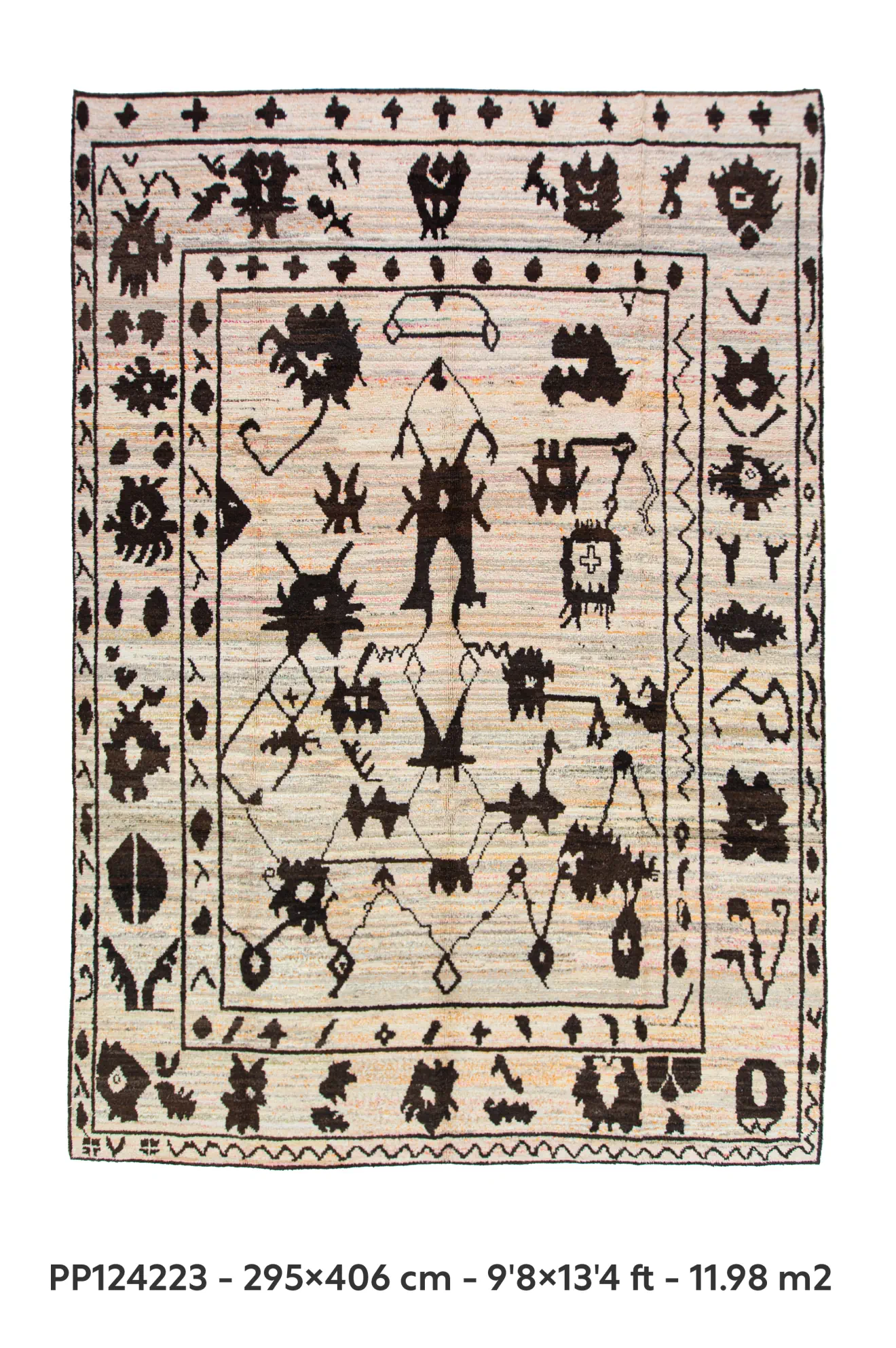 brown beige color tribal pattern large rug