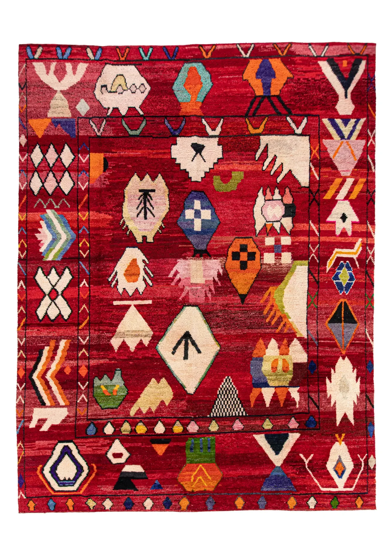 red color tribal pattern large rug