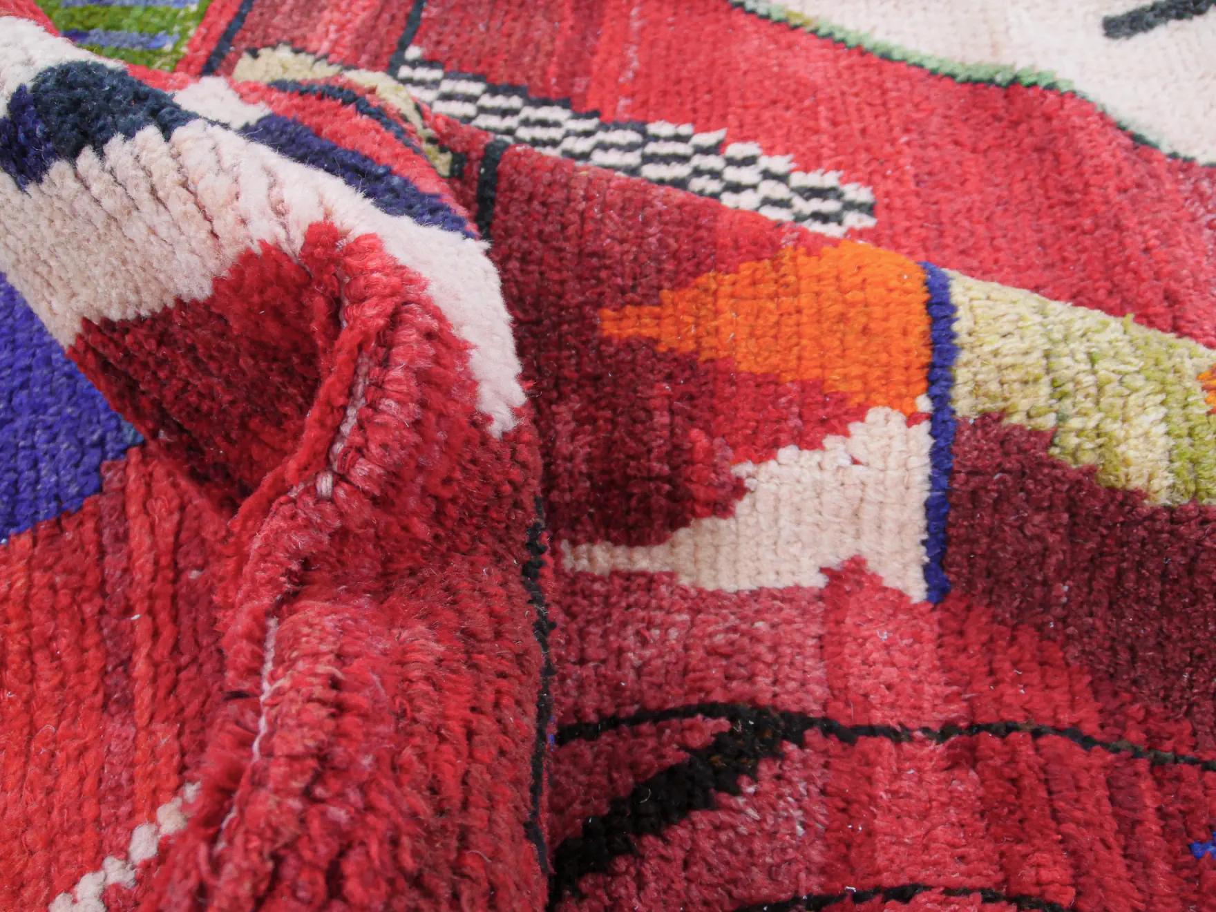 Handmade Large Red Oushak Wool Rug Pompom | 10x14 ft - 300x400 cm | PP126823 6 red color tribal pattern large rug