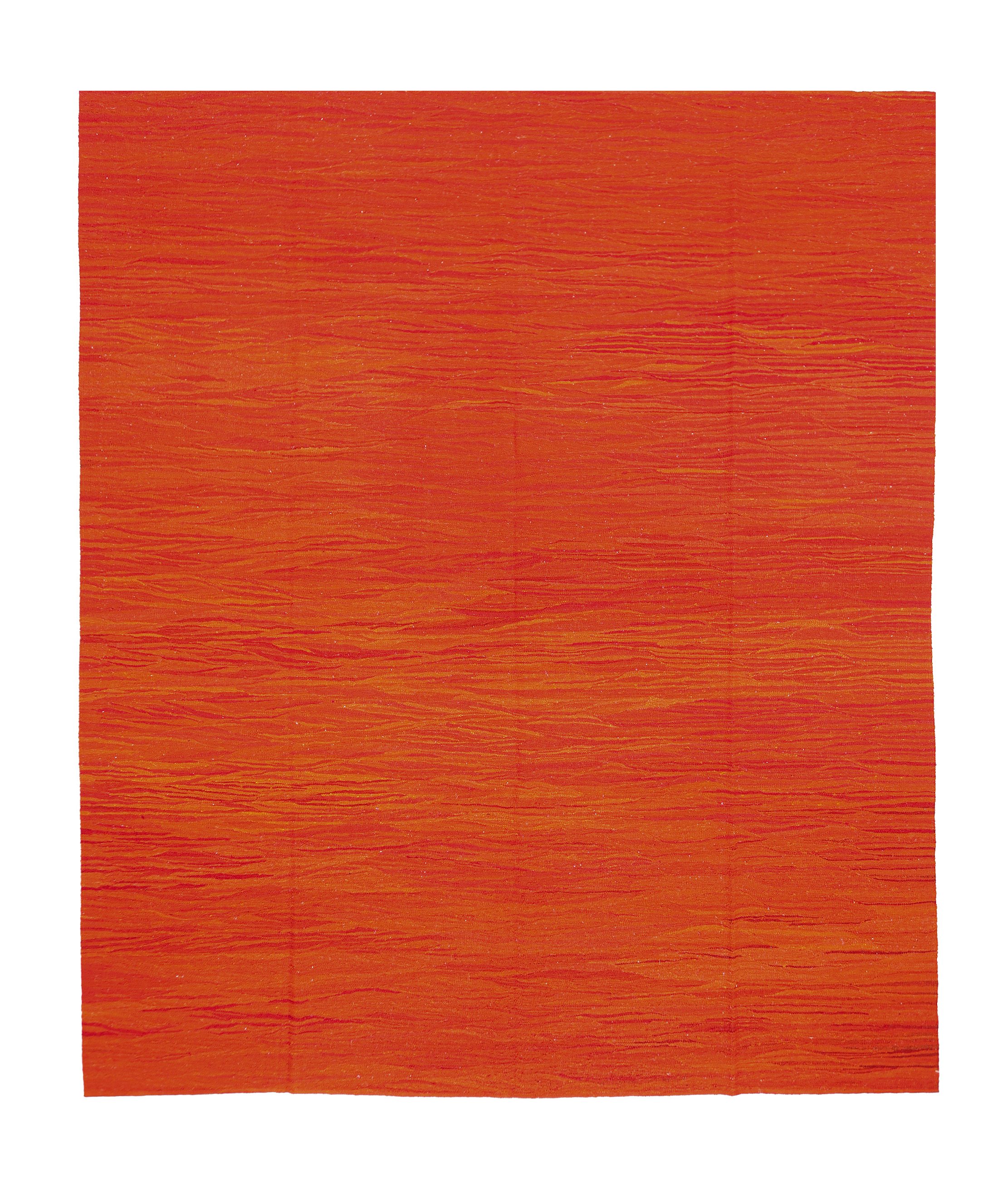 orange red barré solid colored kilim