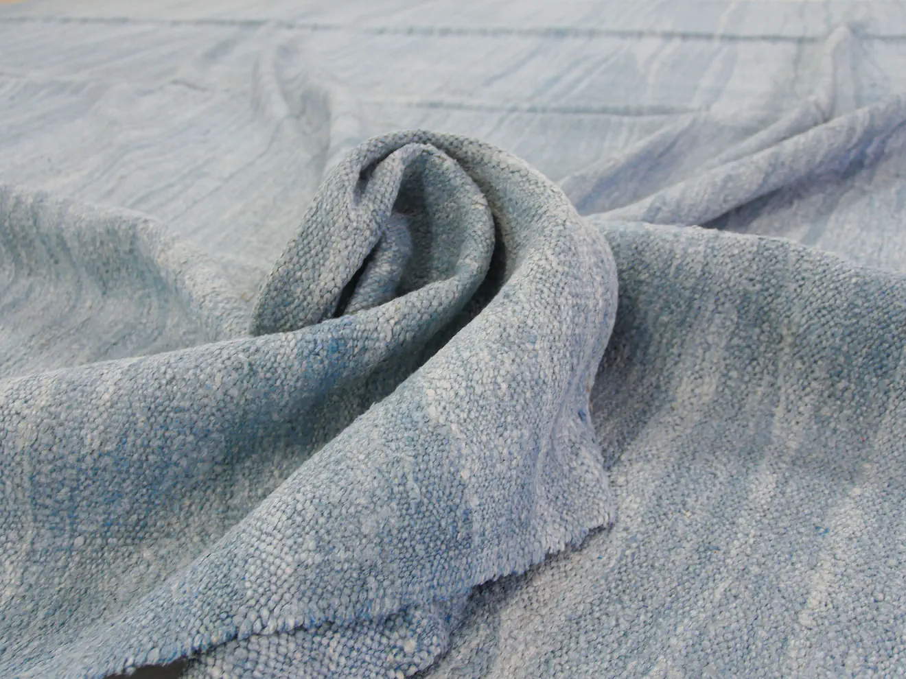 sky blue solid colored indigo kilim rug