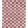 Joyful Pink color Checkered Kilim Rug | 8x11 ft - 250x350 cm | KL268521 2 pink white checkered kilim rug