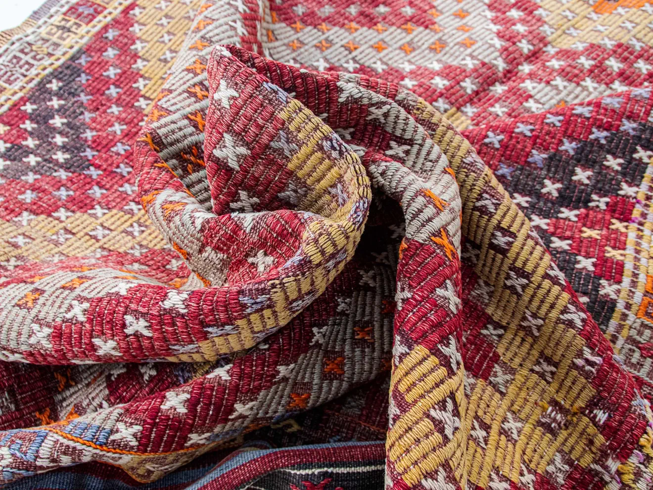 Ruby Red Radiance: Vintage Jejim Kilim Rug with Diamonds | 5x9ft - 150x300 cm | PR169014 6 Vintage jejím kilim rug