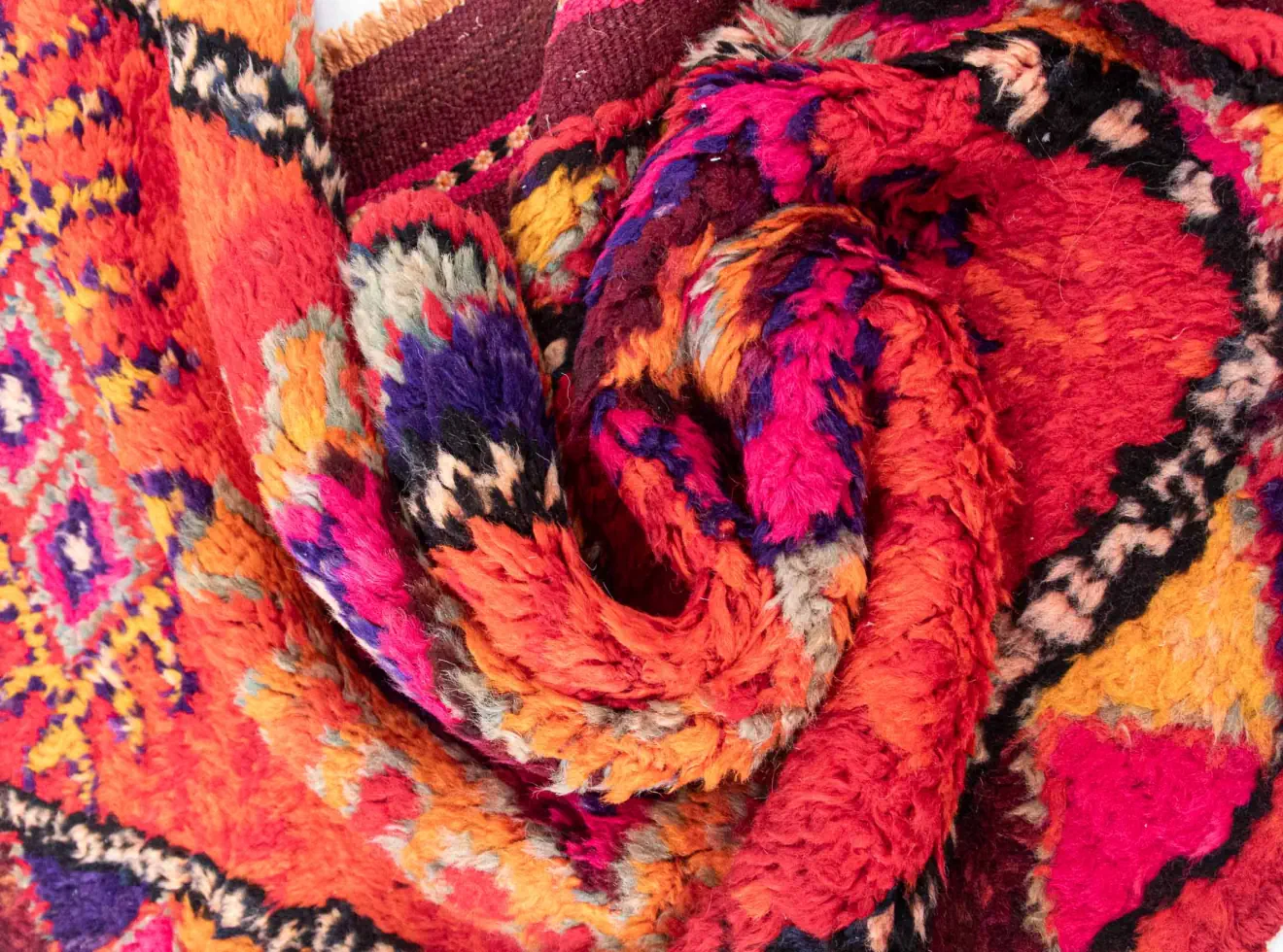 red orange color vibrant vintage runner rug