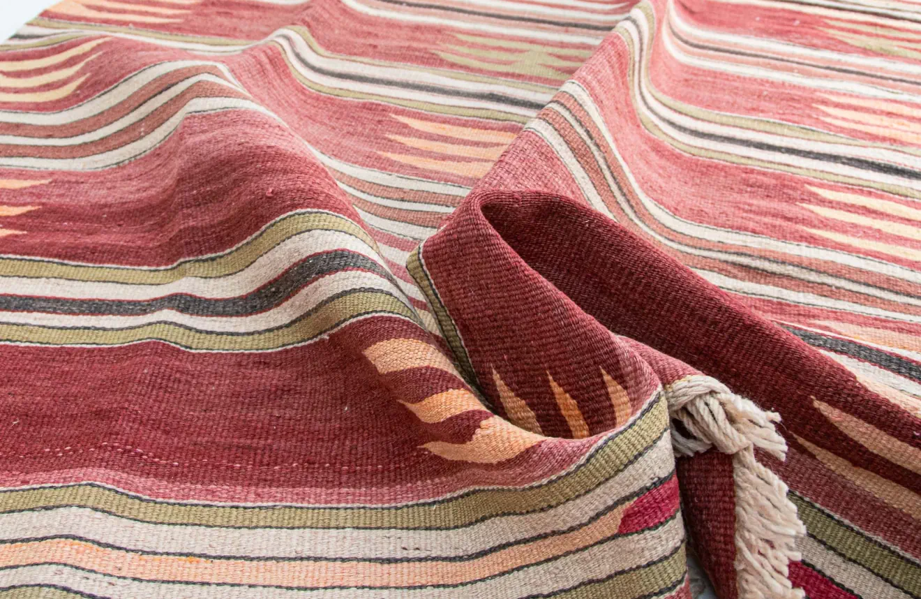 Anatolian turkish kilim rug with stripes