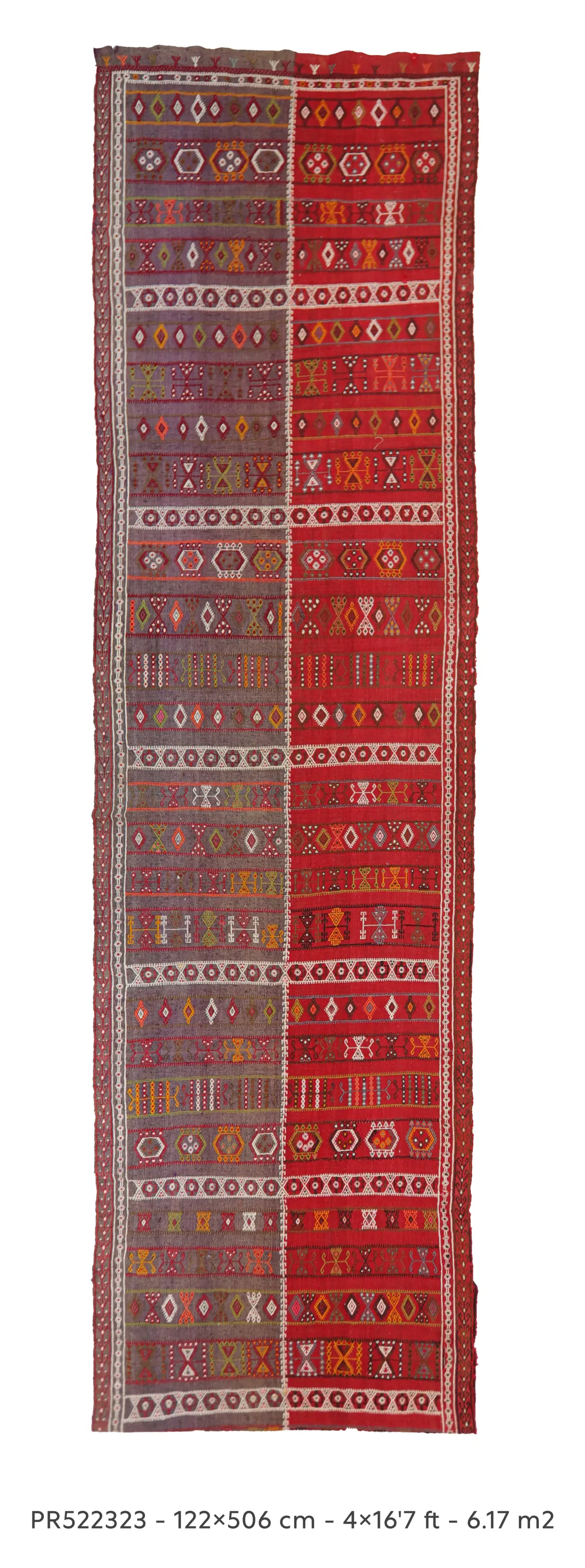 very long kilim runner rug red color