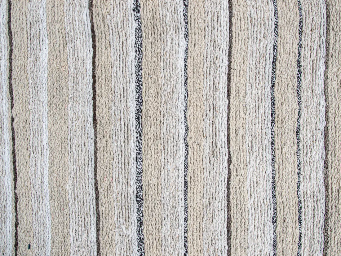 Beige Brown White Striped Soumak Rug