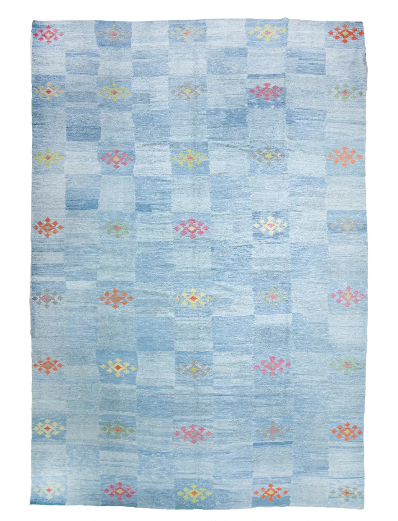 Indigo Blue soumak rug with anatolian kilim pattern