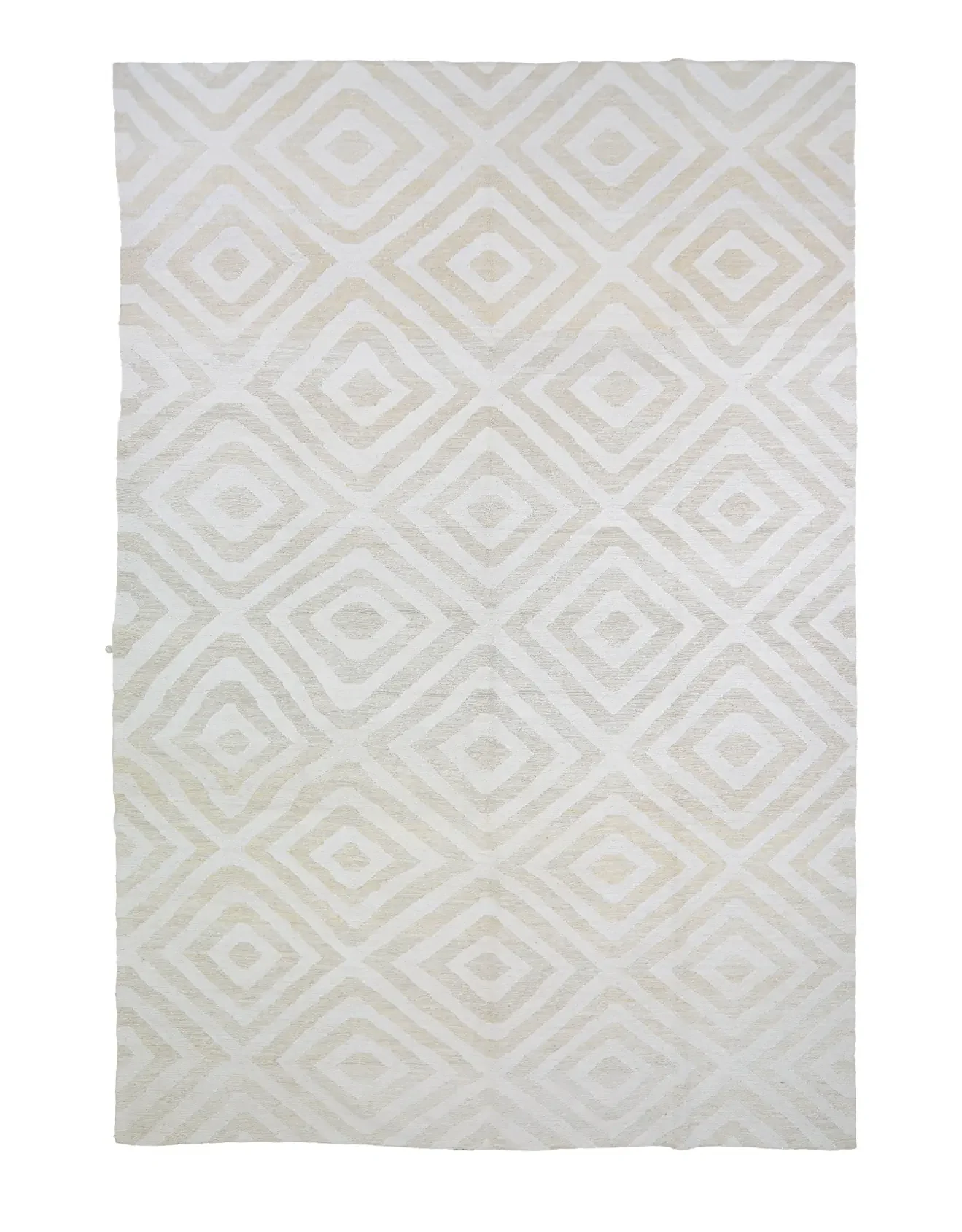 Handwoven Large Soumak Rug Off White Ivory geometrical pattern