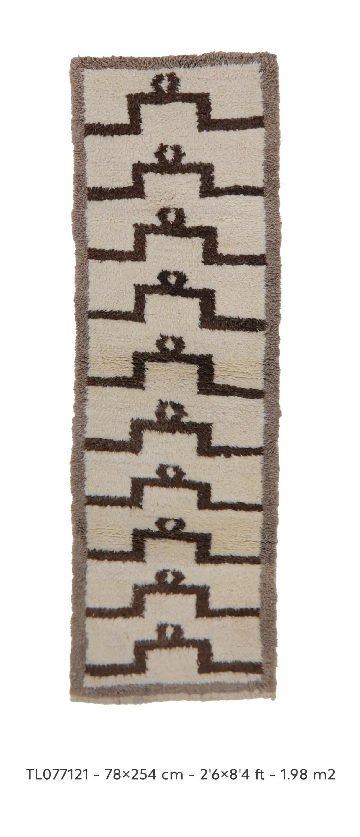 Brown, beige color , high pile, , paved diamonds pattern, tulu runner rug