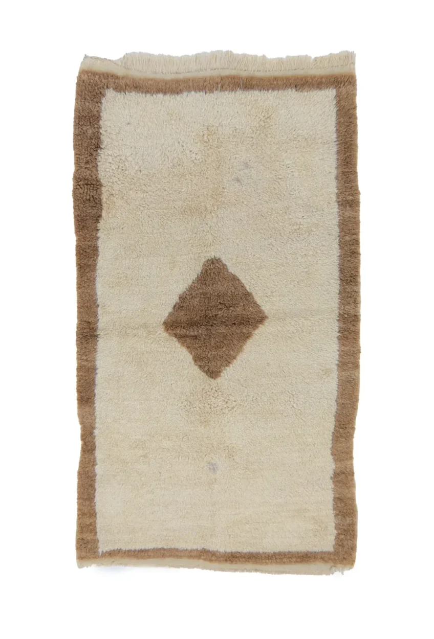 Brown,ivory,tone framed, high pile, , diamond pattern tulu rug