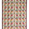 Exquisite Baserabian Antique Kilim Rug (Circa 1880-1900) - Floral Pattern Green Red Orange Ivory Color | 7x10 ft 200x300 cm | TR021524 1 floral design with leaves antique balkan kilim