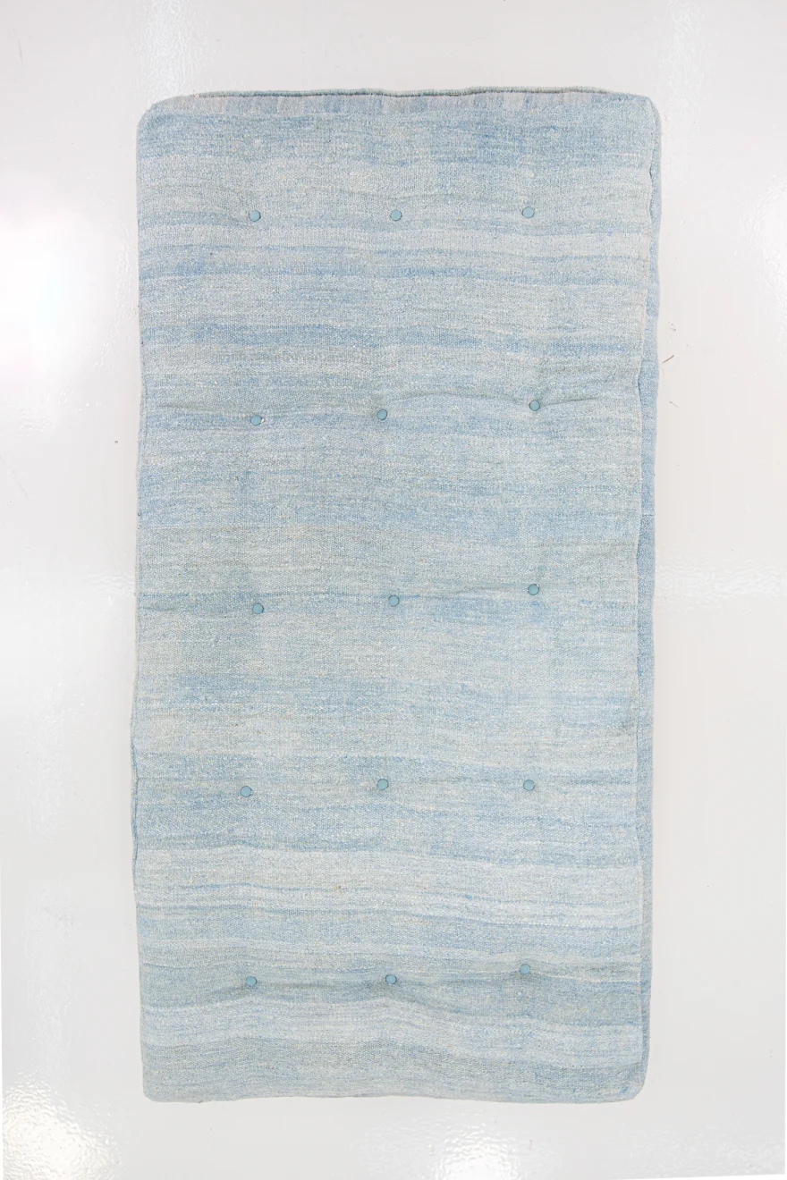 Handmade Hemp Floor Cushion, Blissful Blue Comfort | 39x78 in - 100x200 cm | YM002 8 handmade hemp blue floor cushion