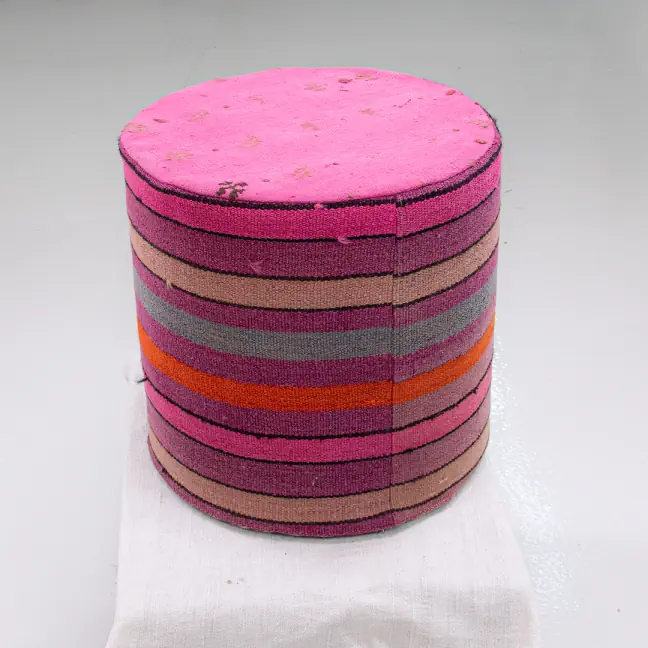 handmade anatolian vintage kilim pouf