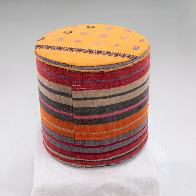handmade anatolian vintage kilim pouf