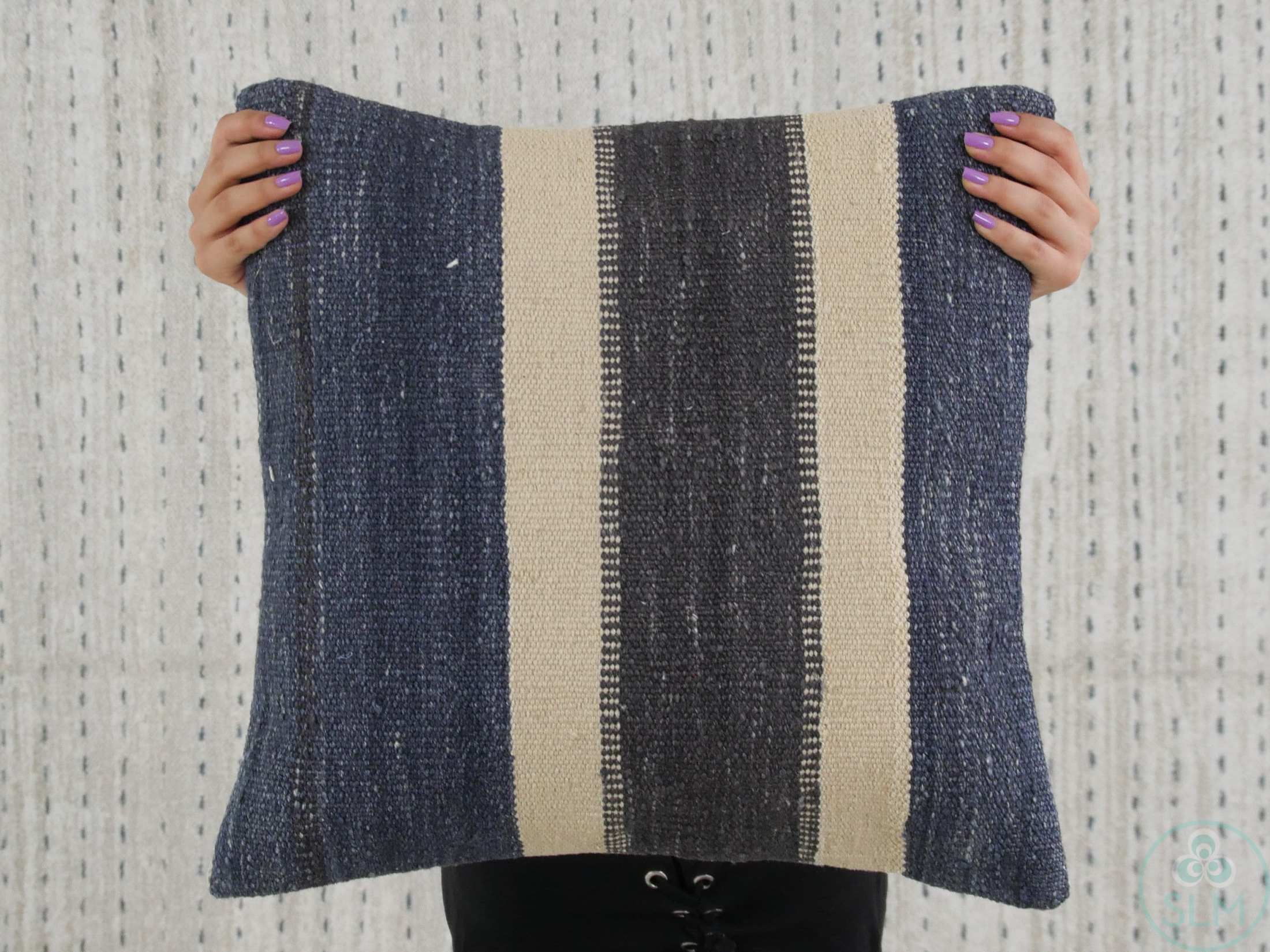 Handmade hemp cotton jutte throw pillow cover