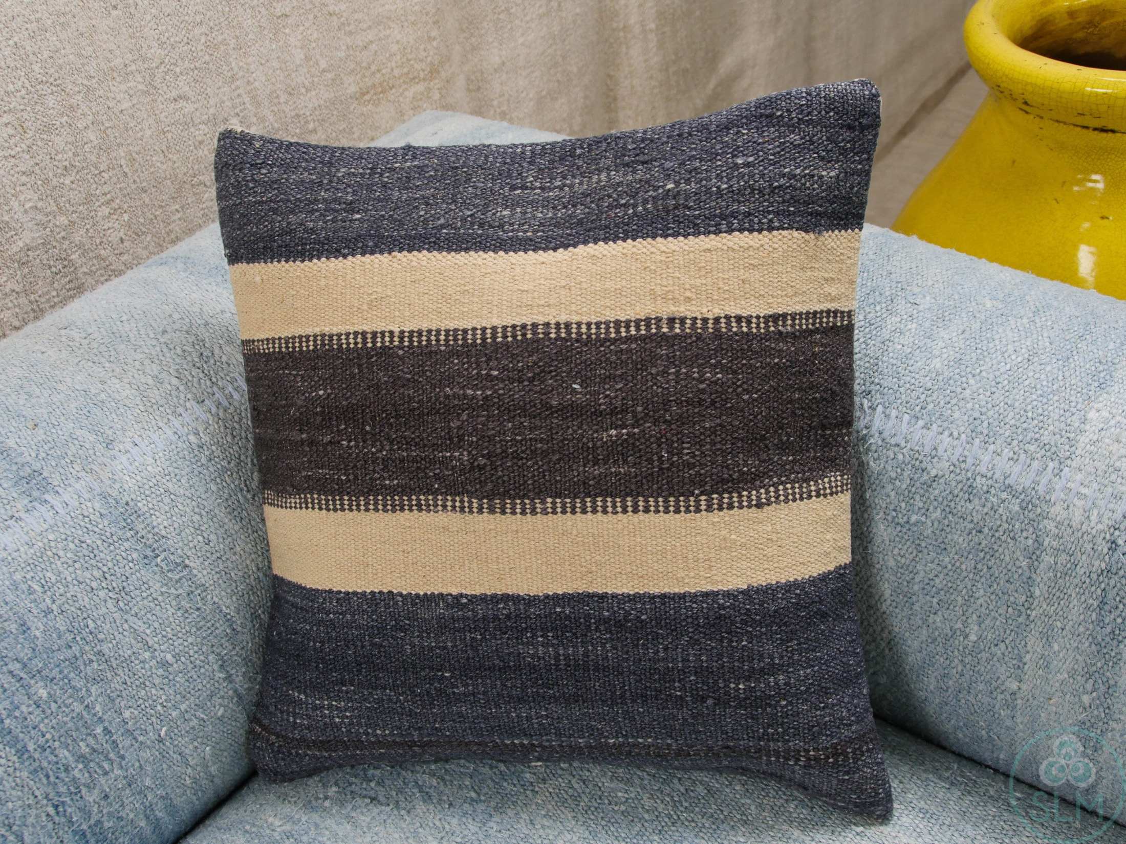 Handmade hemp cotton jutte throw pillow cover