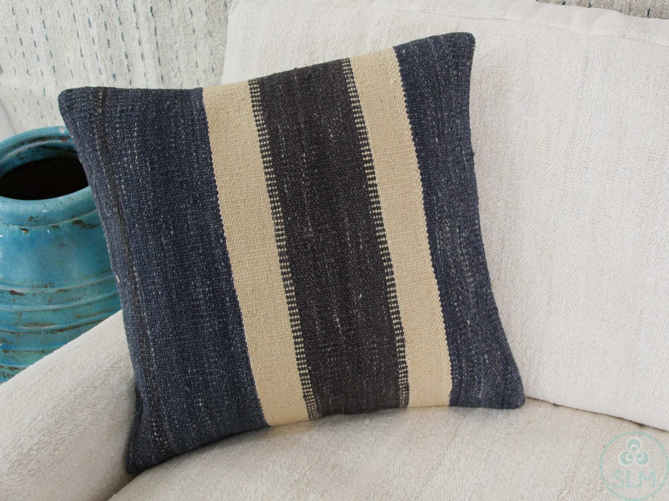 Handmade hemp cotton jutte throw pillow cover