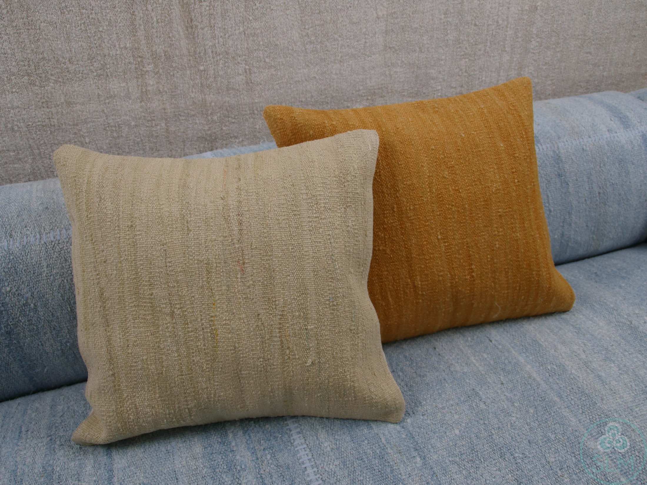 Handmade hemp cotton jutte throw pillow cover