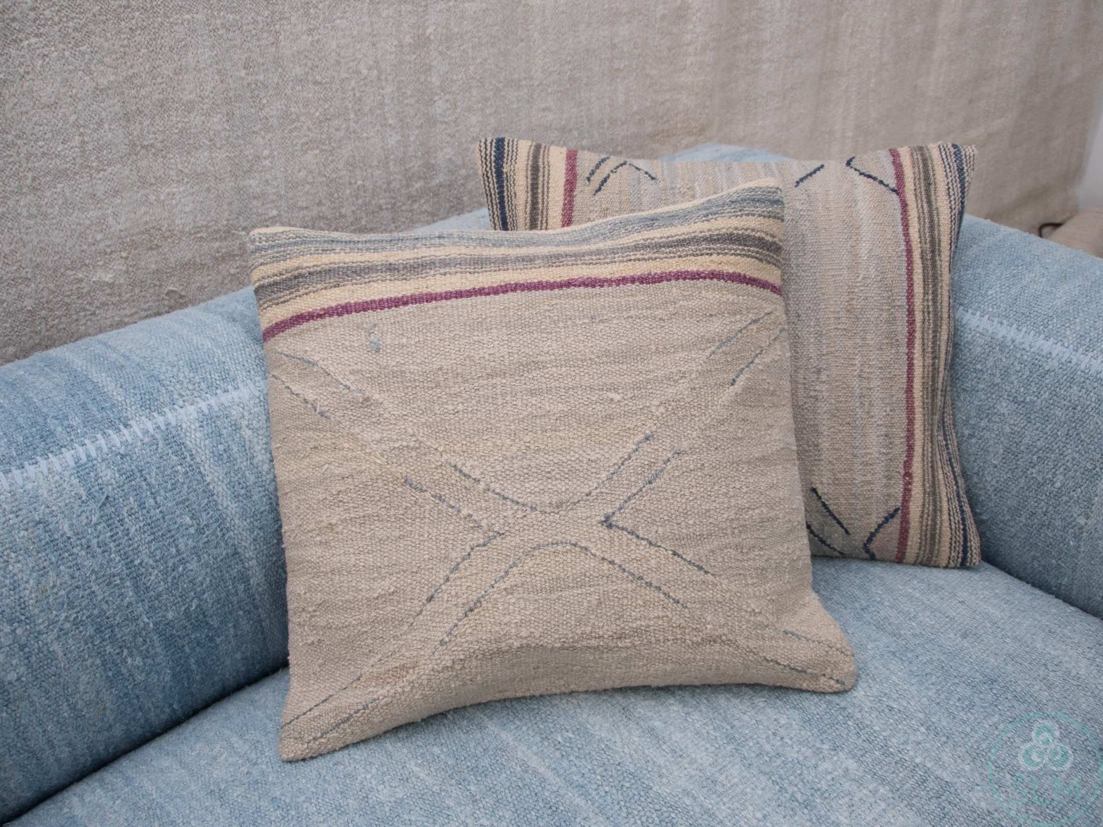 Handmade hemp cotton jutte throw pillow cover