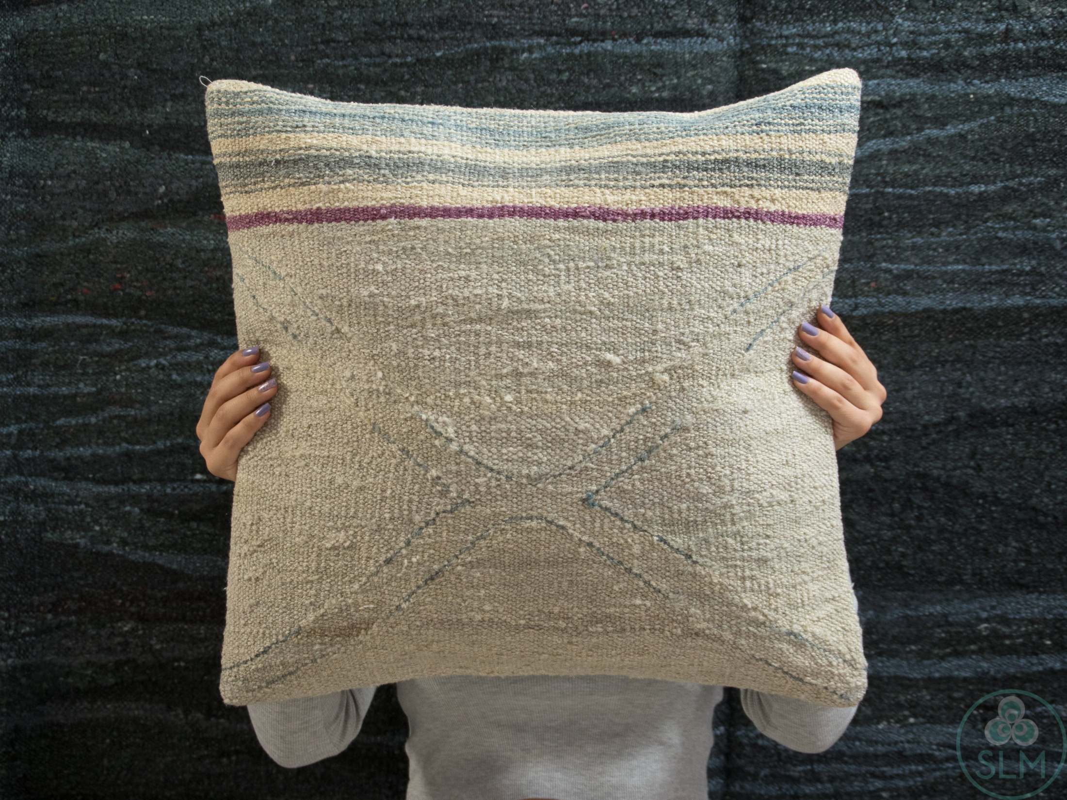 Handmade hemp cotton jutte throw pillow cover
