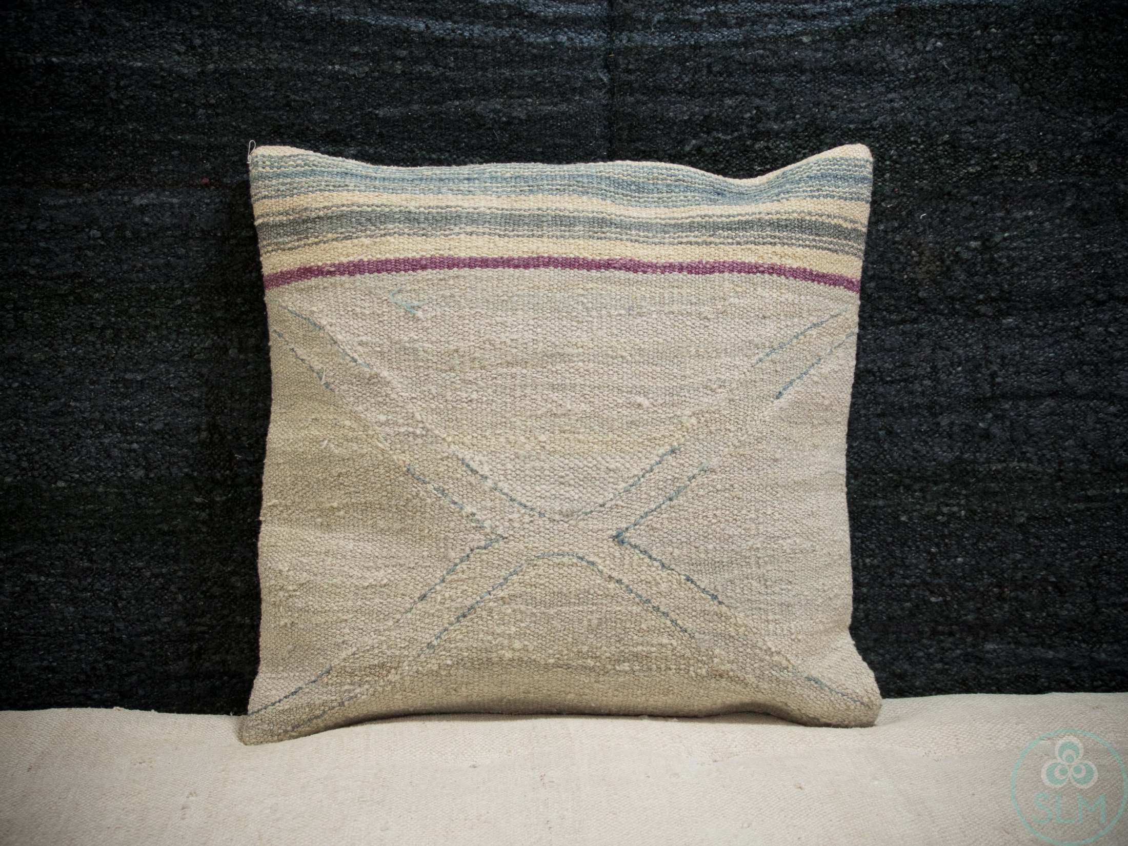 Handmade hemp cotton jutte throw pillow cover