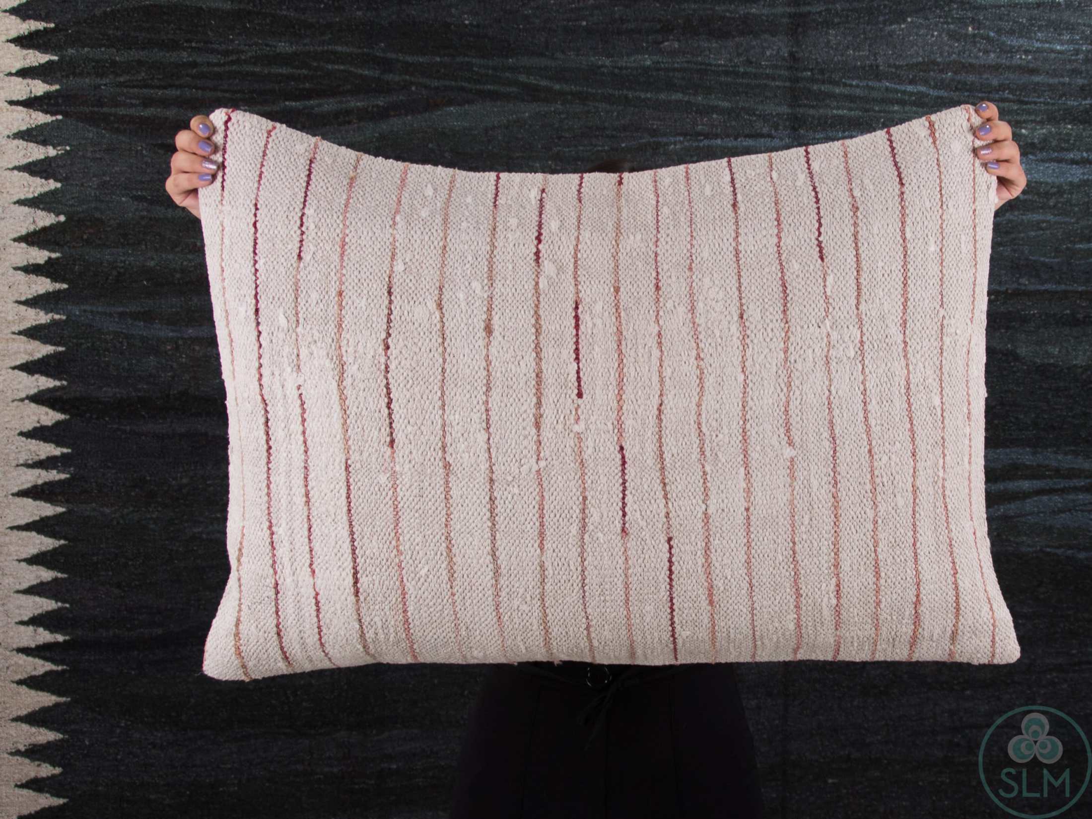 Handmade hemp cotton jutte throw pillow cover