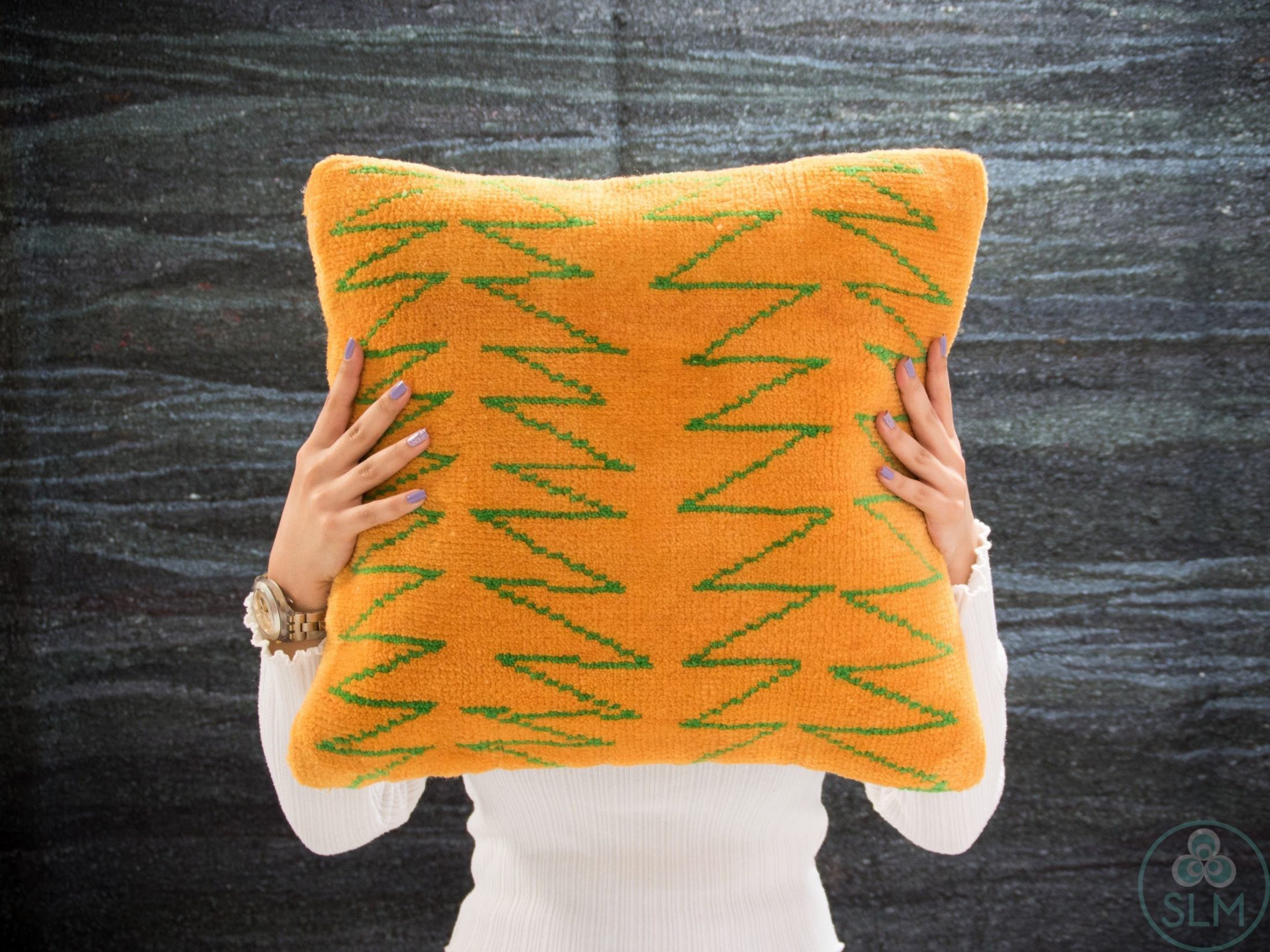 20x20 Orange Kilim Rug Pillow Cover