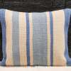 Turkish Wool Kilim Rug Blue striped pillow case - 20x20 - Coastal Boho Design 2 blue striped pillow case Handmade hemp cotton jutte throw pillow cover