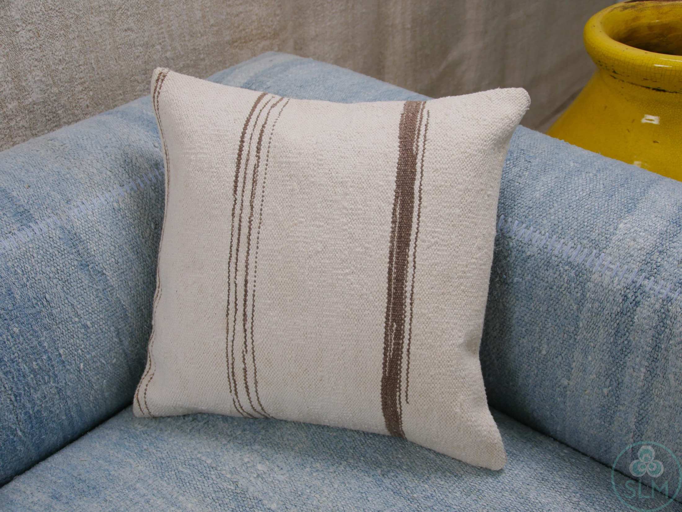 Handmade hemp cotton jutte throw pillow cover