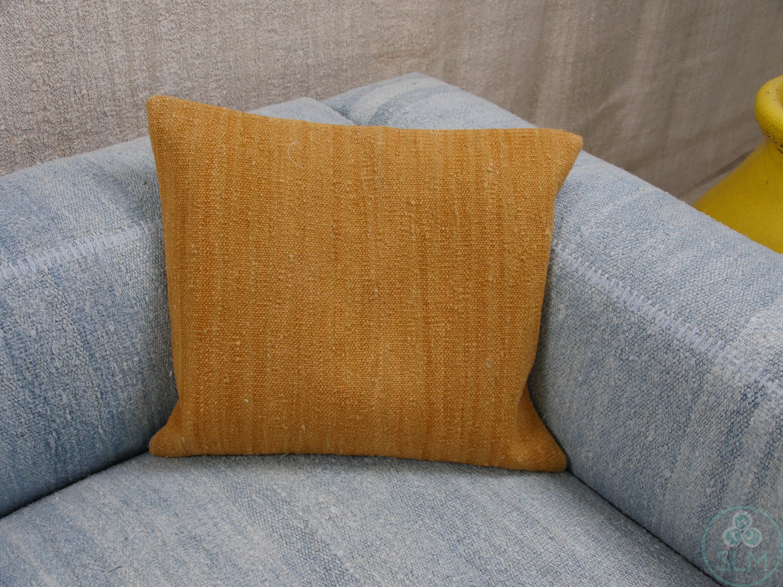 Orange Yellow Mustard Color Kilim Pillow Case 20x20 Handmade Cotton Cover 5 Handmade hemp cotton jutte throw pillow cover