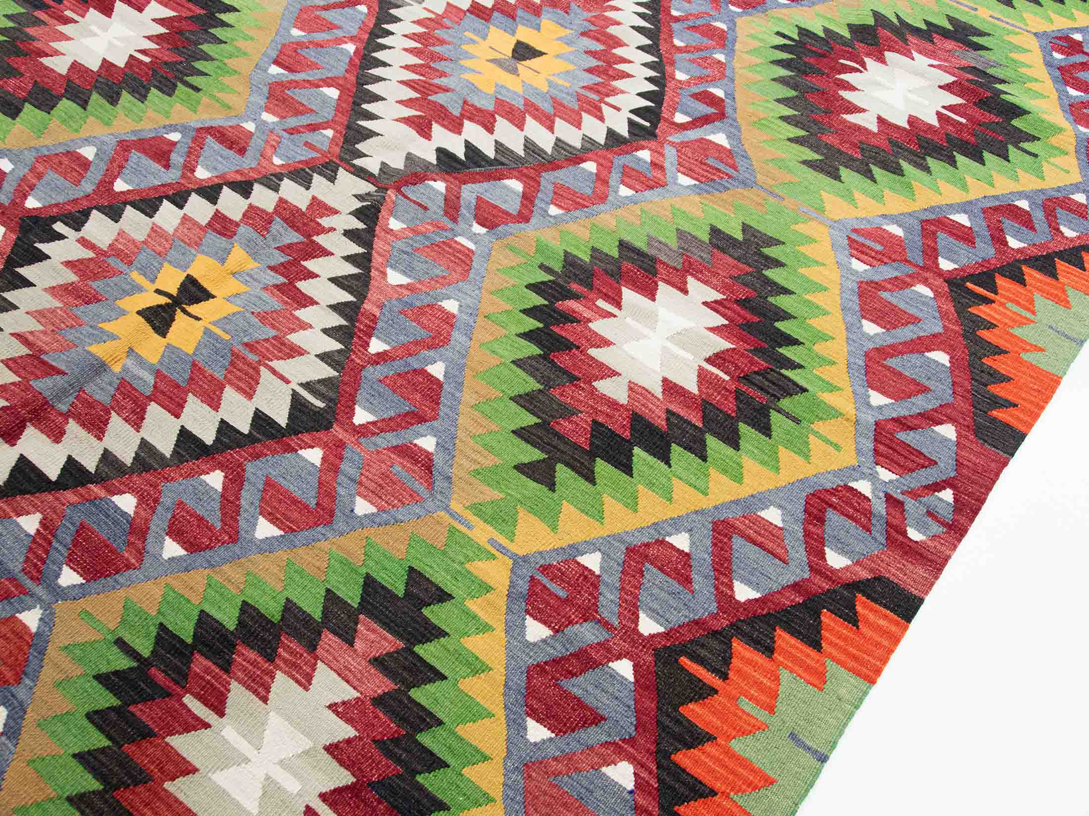 Southwestern Charm: Vintage Anatolian Kilim Rug (Circa 1970)| 5.5x9.5 - ft 170x300 cm | PR455520 9 Geometric Design, Southwestern Style, Multicolor, Vintage Anatolian Wool Kilim Rug