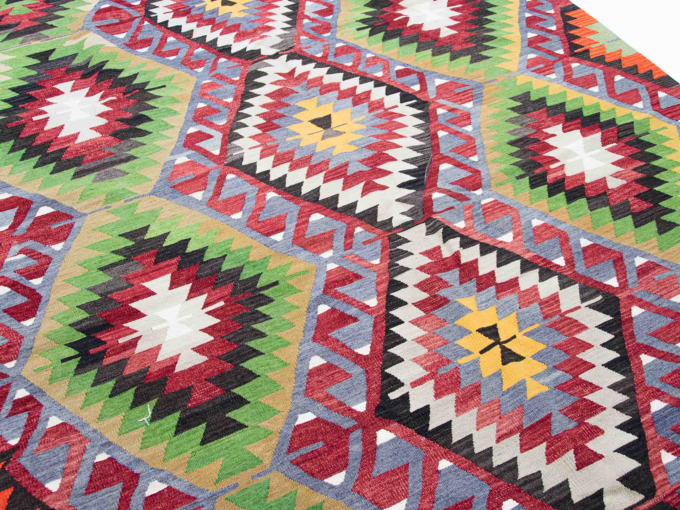 Southwestern Charm: Vintage Anatolian Kilim Rug (Circa 1970)| 5.5x9.5 - ft 170x300 cm | PR455520 8 Geometric Design, Southwestern Style, Multicolor, Vintage Anatolian Wool Kilim Rug